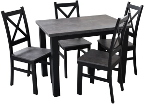 Jedálenský set 100x70 so 4 stoličkami M001-4 Čierna/Betón