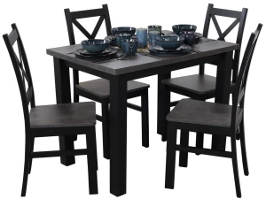 Jedálenský set 120x80 so 4 stoličkami M002-4 Čierna/Betón