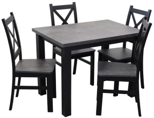 Jedálenský set 120x80 so 4 stoličkami M002-4 Čierna/Betón