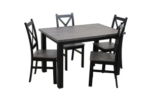 Jedálenský set 150/190x80 so 4 stoličkami M003-4 Čierna/Betón
