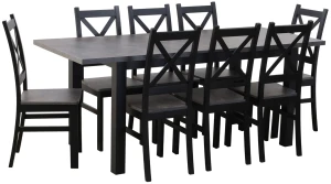 Jedálenský set 150/190x80 so 6 stoličkami M003-6 Čierna/Betón