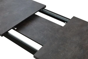 Rozkladací stôl 150/190x80 Čierna/Betón so 6 stoličkami Čierna/Béžová M006-6