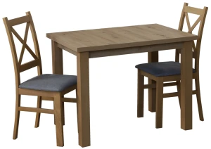 Jedálenský set 100x70 Dub Artisan s 2 stoličkami Dub Artisan/Sivá M007-2