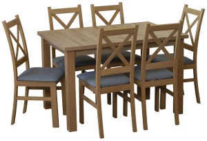 Jedálenský set 120x80 Dub Artisan so 6 stoličkami Dub Artisan/Sivá M008-6