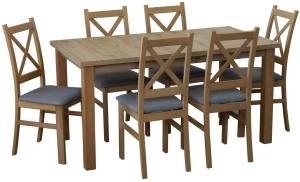 Jedálenský set 150/190x80 Dub Artisan so 6 stoličkami Dub Artisan/Sivá M009-6
