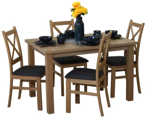 Rozkladací stôl 150/190x80 dub Artisan so 4 stoličkami dub Artisan/čierna M012-4