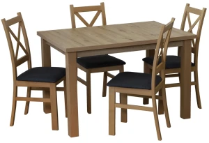 Rozkladací stôl 150/190x80 dub Artisan so 4 stoličkami dub Artisan/čierna M012-4