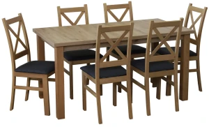 Rozkladací stôl 150/190x80 dub Artisan so 6 stoličkami dub Artisan/čierna M012-6