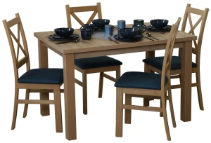 Súprava rozkladacieho stola 150/190x80 dub Artisan so 4 stoličkami dub Artisan/tyrkysová M015-4