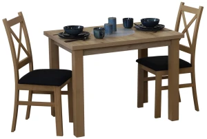 Stôl 100x70 dub Artisan s 2 stoličkami dub Artisan/čierna M016-2