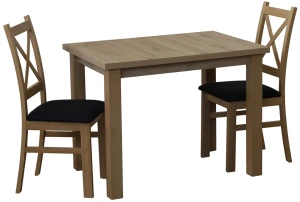 Stôl 100x70 dub Artisan s 2 stoličkami dub Artisan/čierna M016-2