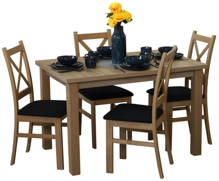 Súprava rozkladacieho stola 150/190x80 dub Artisan so 4 stoličkami Artisan/čierna M018-4