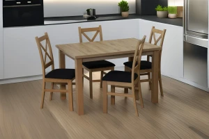 Súprava rozkladacieho stola 150/190x80 dub Artisan so 4 stoličkami Artisan/čierna M018-4
