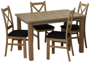 Súprava rozkladacieho stola 150/190x80 dub Artisan so 4 stoličkami Artisan/čierna M018-4