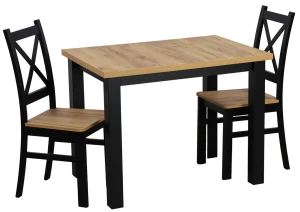 Súprava stola 100x70 s 2 stoličkami M019-2 čierna/dub Craft