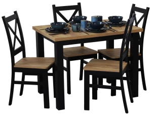 Súprava stola 120x80 so 4 stoličkami M020-4 čierna/dub Craft