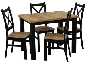 Súprava stola 120x80 so 4 stoličkami M020-4 čierna/dub Craft