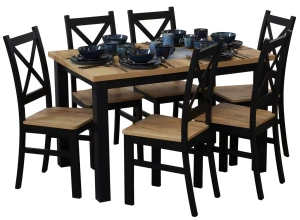 Súprava stola 120x80 so 6 stoličkami M020-6 čierna/dub Craft