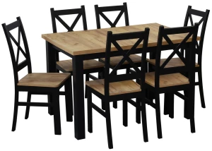 Súprava stola 120x80 so 6 stoličkami M020-6 čierna/dub Craft