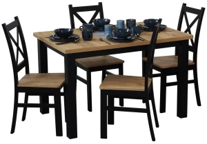 Súprava rozkladacieho stola 150/190x80 so 4 stoličkami M021-4 čierna/dub Craft