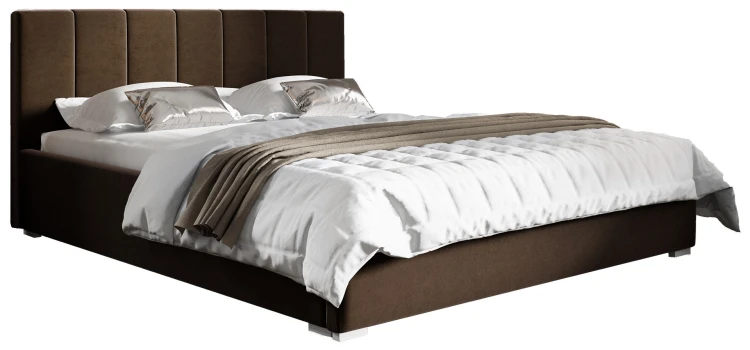 Čalúnená posteľ Ledo 140x200 Hnedý Kovový rám