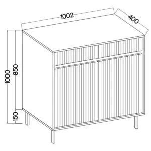 Komoda s drážkovaným čelom Yukashi 2F2S T822 dub evoke