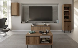 Vitrína s drážkovaným čelom Yukashi 2F T101 dub evoke