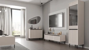 Komoda s drážkovaným čelom Yukashi 2F T812 béžová