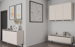Závesná skrinka s drážkovaným čelom Yukashi 1F T501 béžová