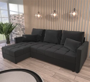 Rohová pohovka s funkciou spania Domi Kronos Čierna