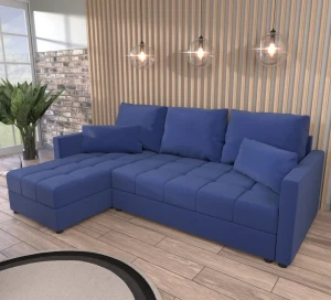 Rohová pohovka s funkciou spania Domi Kronos Modrá