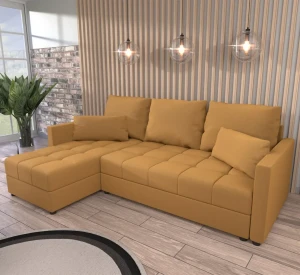 Rohová pohovka s funkciou spania Domi Kronos Žltá