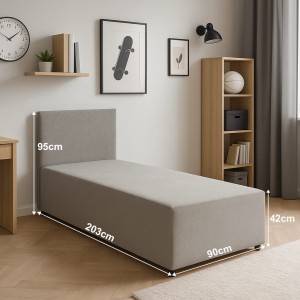 Jednolôžková čalúnená posteľ SENIVA 90x200 sivá