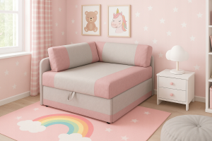 Rozkladacia rohová pohovka pre jednu osobu Vaxer Ružovo/Sivá