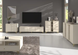 Komoda s jednými dverami a tromi zásuvkami Sakai 1 1F 3S T814 Béžová