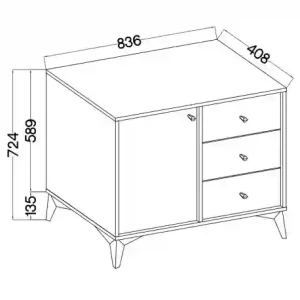 Komoda s jednými dverami a tromi zásuvkami Sakai 1 1F 3S T814 Béžová