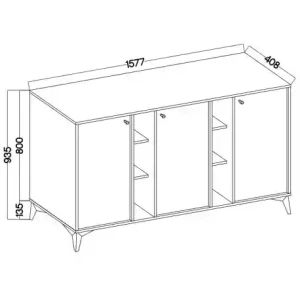 Trojdverová komoda Sakai 1 3F T823 Béžová