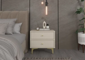 Nočný stolík s zásuvkami do spálne Sakai 1 2S T801 Béžová