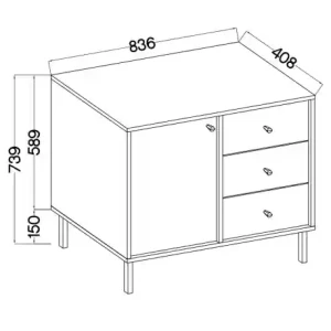 Komoda s jednými dverami a tromi zásuvkami Sakai 2 1F 3S T814 Béžová
