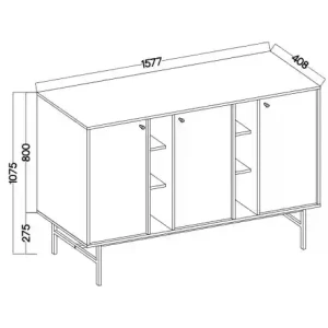 Trojdverová komoda Sakai 3 3F T823 Béžová