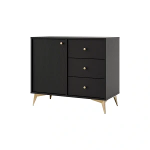 Komoda s jednými dverami a tromi zásuvkami Sakai 1 1F 3S T814 Čierna
