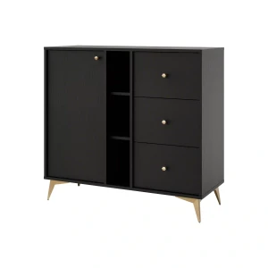 Komoda s jednými dverami a tromi zásuvkami Sakai 1 1F 3S T824 Čierna