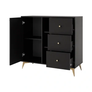 Komoda s jednými dverami a tromi zásuvkami Sakai 1 1F 3S T824 Čierna