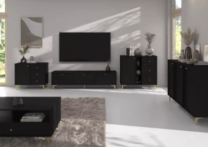 Komoda s jednými dverami a tromi zásuvkami Sakai 1 1F 3S T824 Čierna