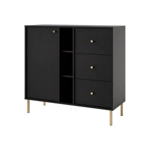 Komoda s jednými dverami a tromi zásuvkami Sakai 2 1F 3S T824 Čierna
