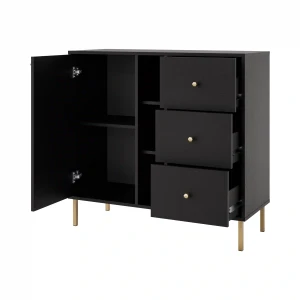 Komoda s jednými dverami a tromi zásuvkami Sakai 2 1F 3S T824 Čierna