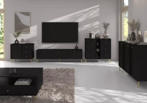 Komoda s jednými dverami a tromi zásuvkami Sakai 2 1F 3S T824 Čierna