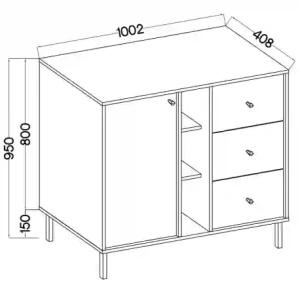 Komoda s jednými dverami a tromi zásuvkami Sakai 2 1F 3S T824 Čierna
