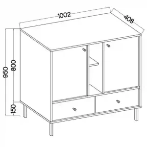Komoda s dvoma dverami a dvoma zásuvkami Sakai 2 2F 2S T825 Čierna