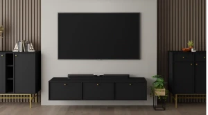 Závesná RTV skrinka Sakai 4 3K T303 Čierna